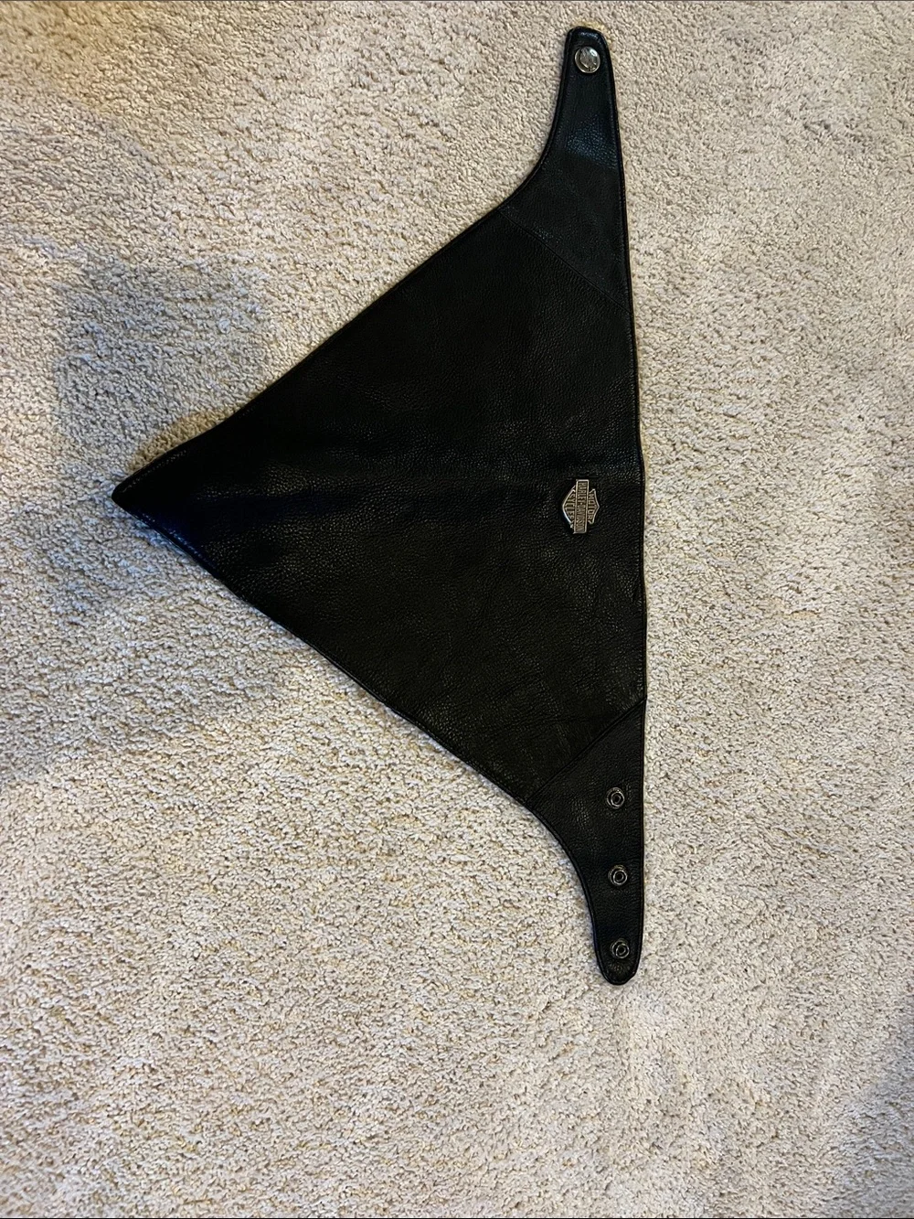 Harley-Davidson Black Triangle Leather Bandana with Snap Closures